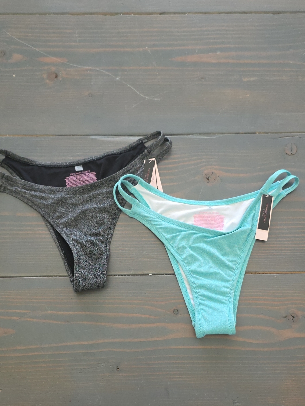 Victoria's Secret Bikini Bottoms - Aqua and Black